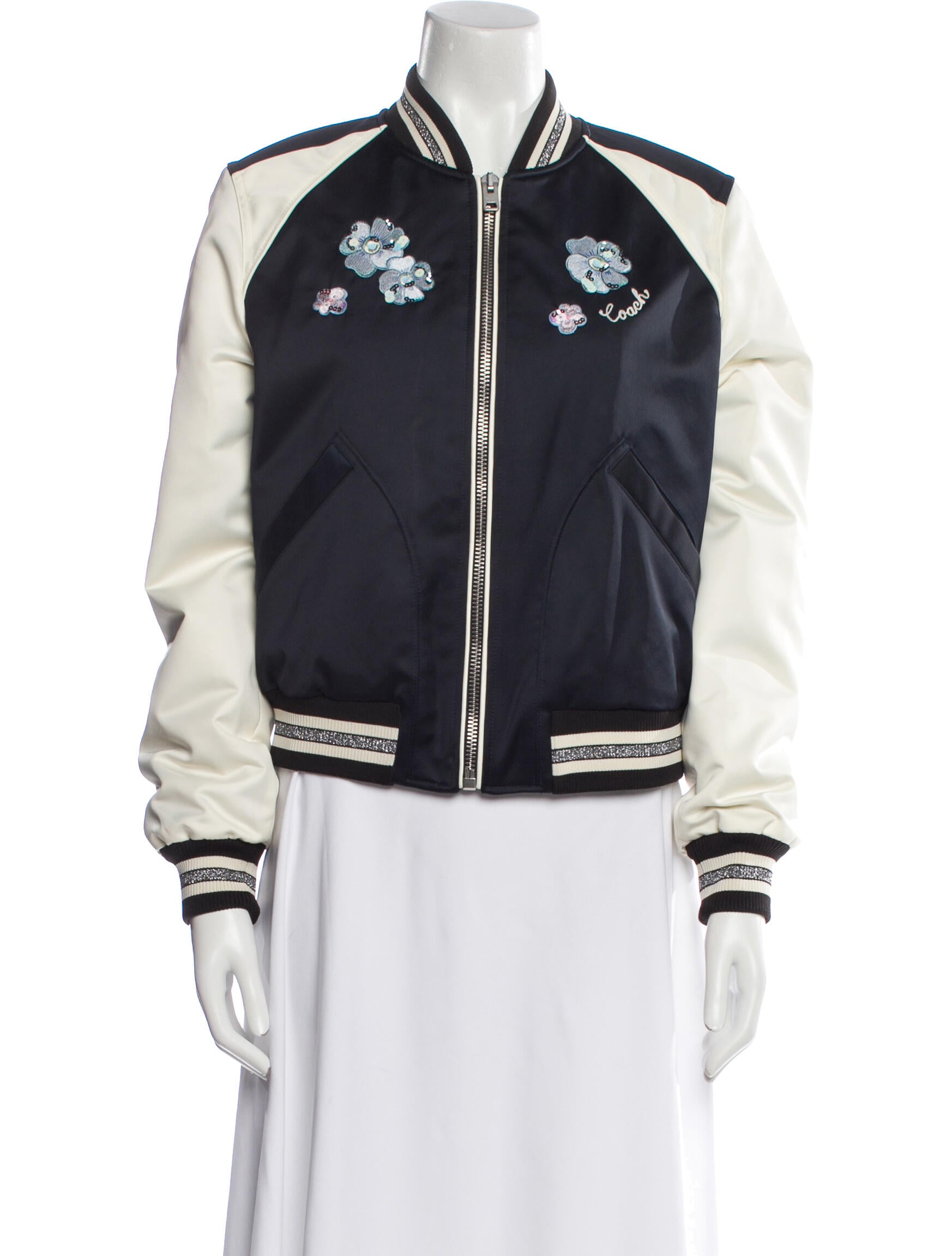 Coach Colorblock Pattern Bomber Jacket