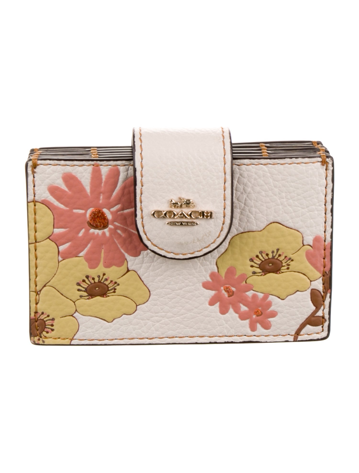 Coach Leather Floral Print French Purse