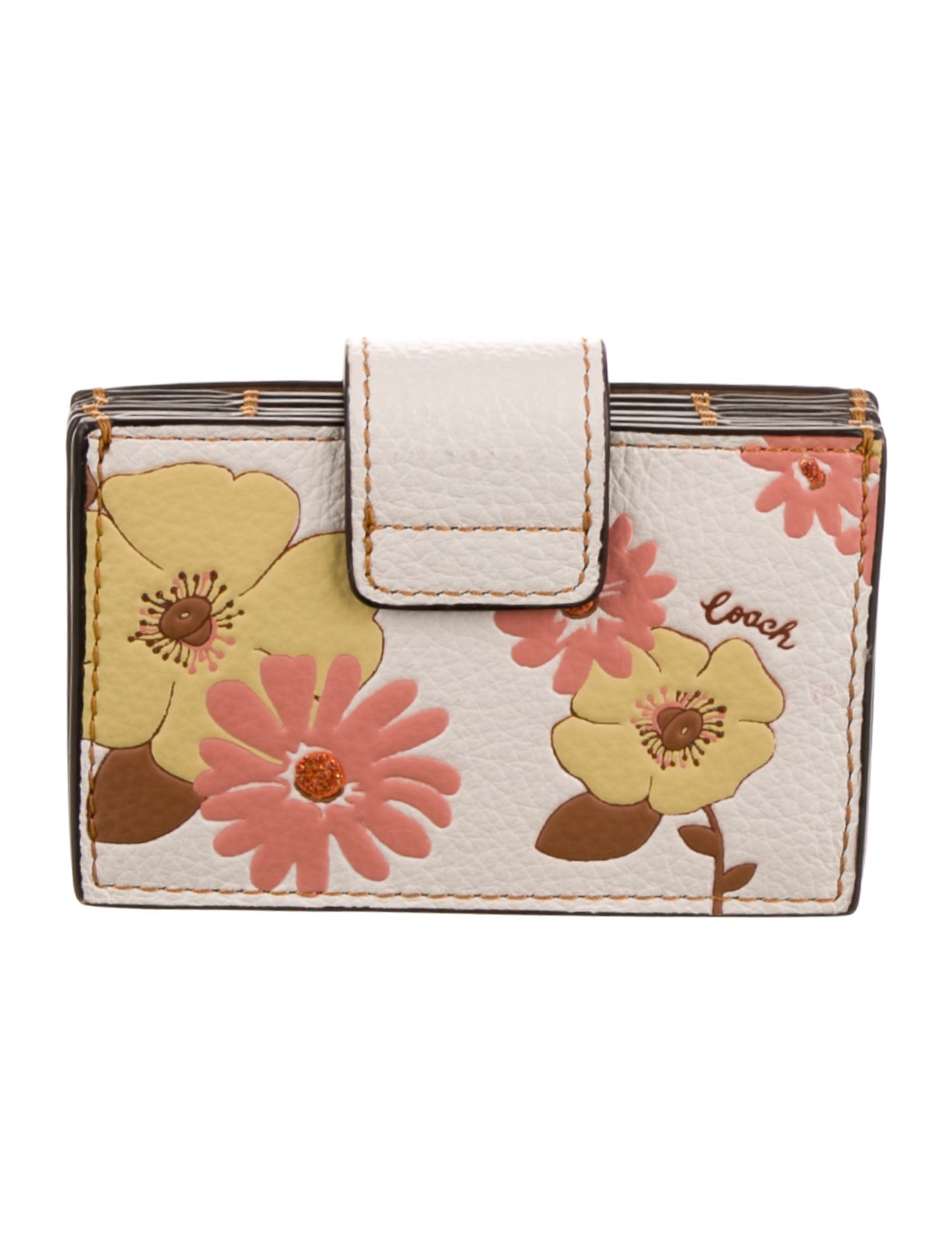 Coach Leather Floral Print French Purse