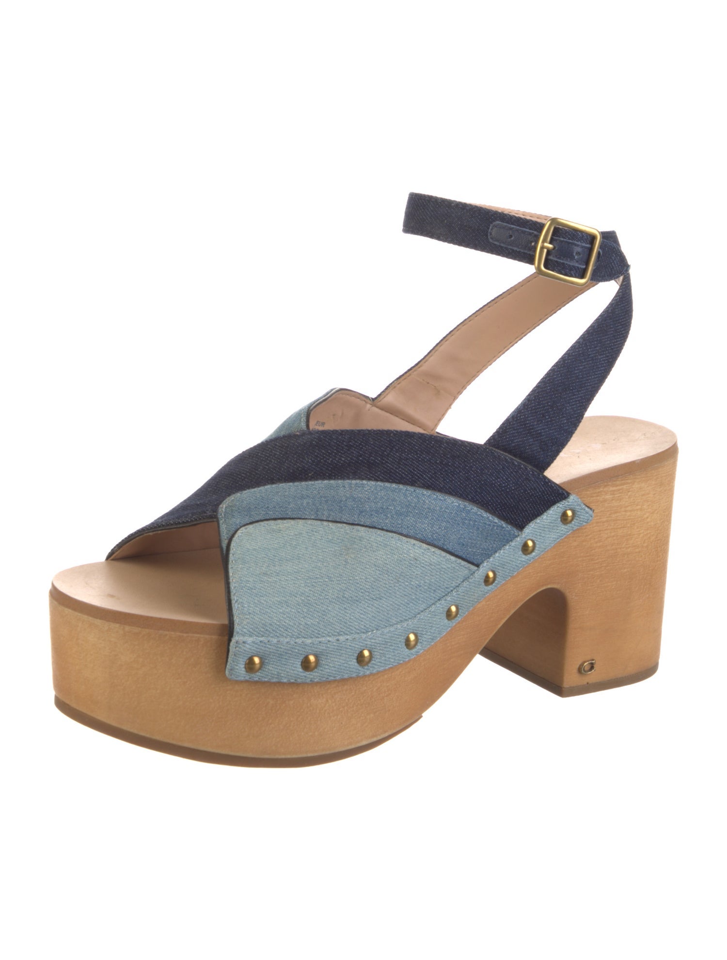 Coach Denim Colorblock Pattern Sandals