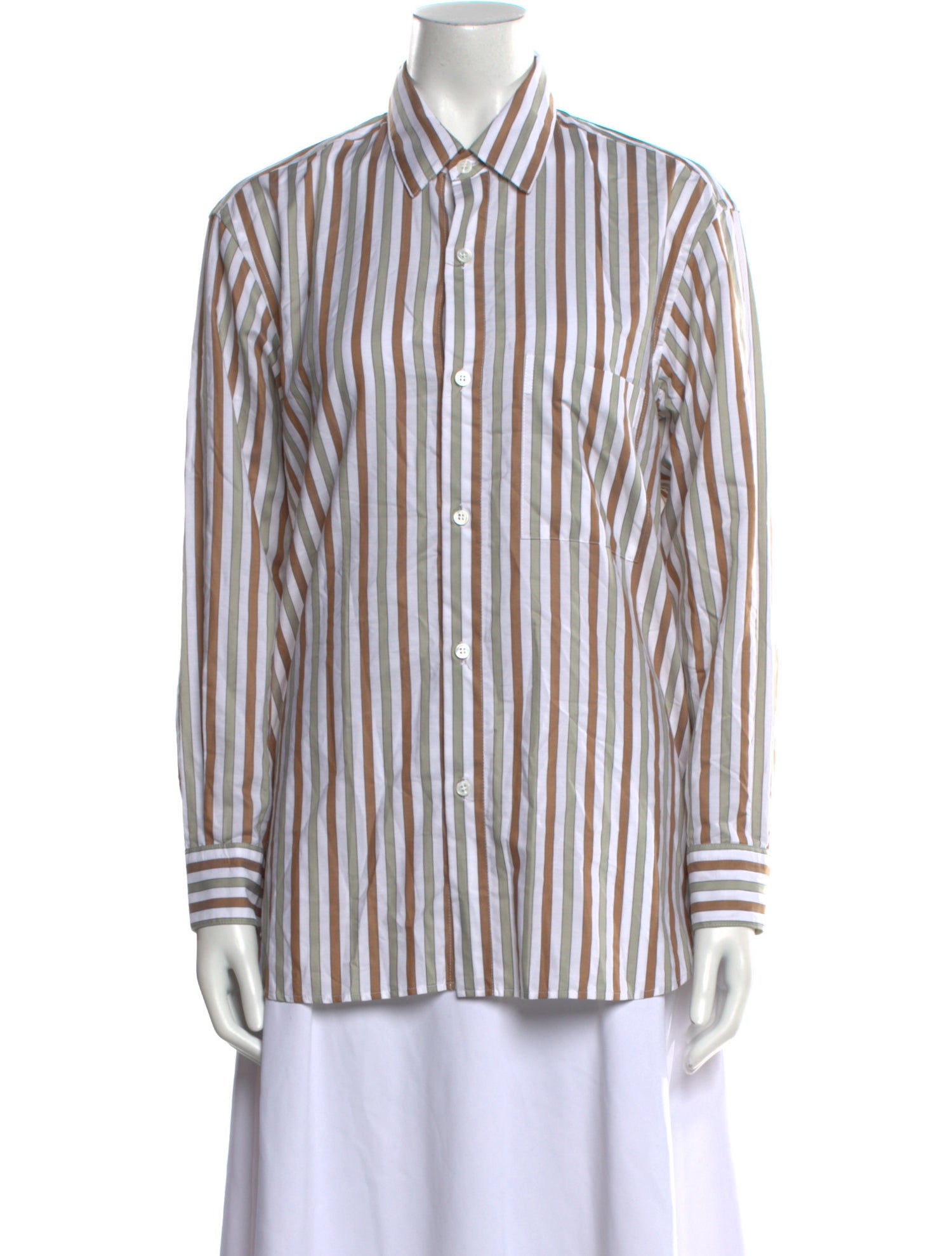 Cristaseya Striped Long Sleeve Button-Up Top
