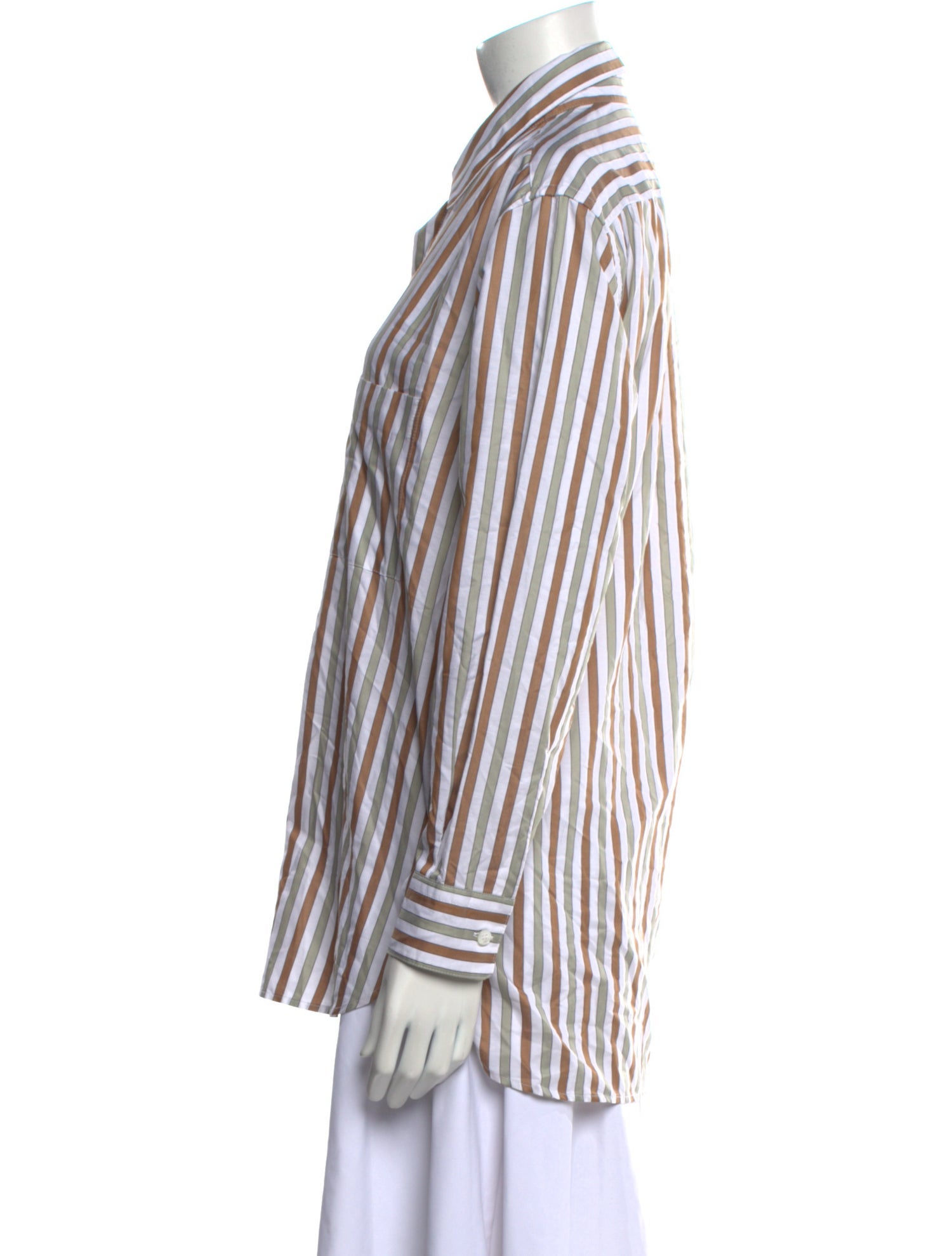 Cristaseya Striped Long Sleeve Button-Up Top