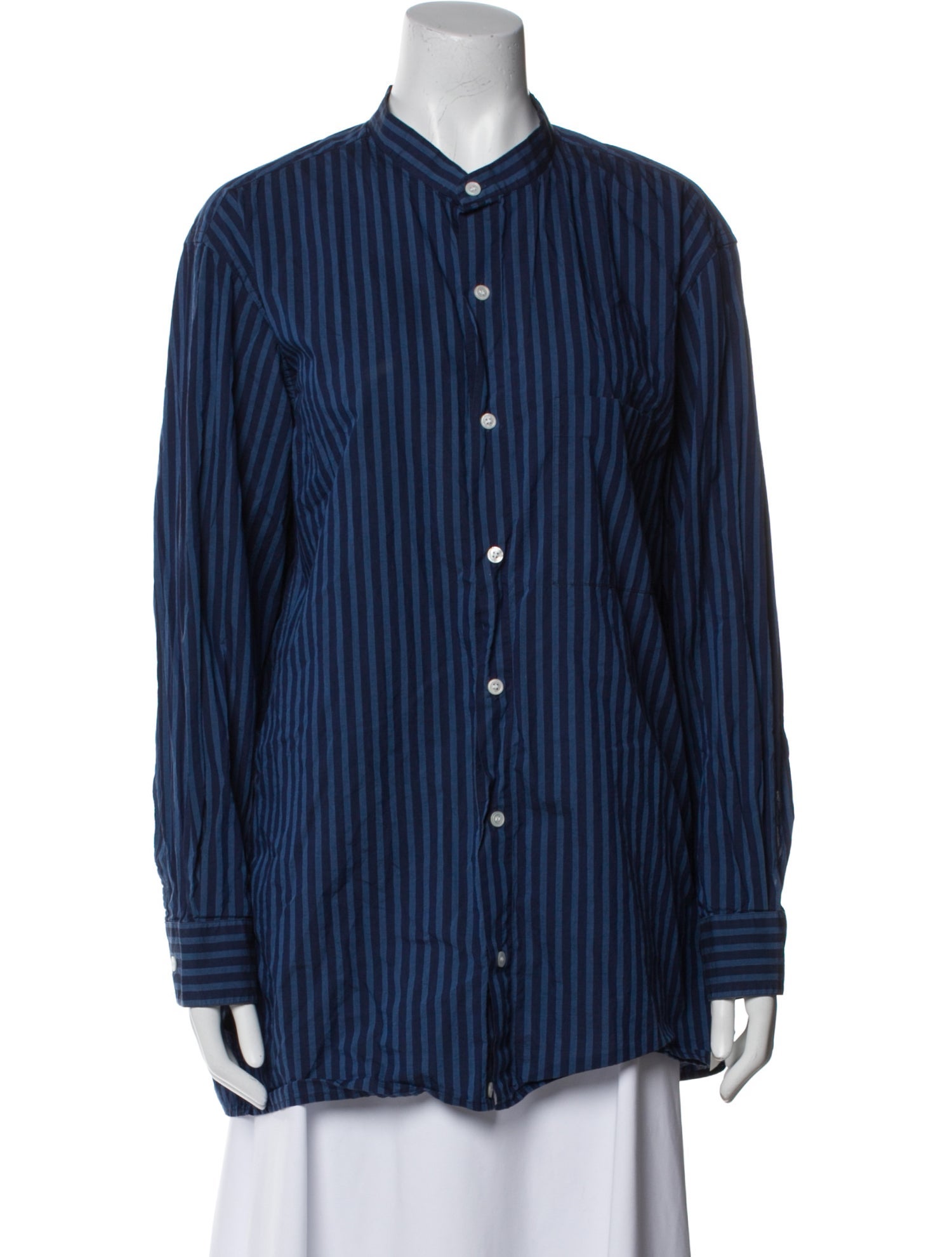 Cristaseya Striped Long Sleeve Button-Up Top