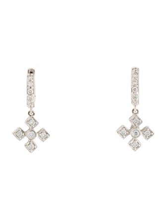 Chad Allison 18K Diamond Cross Dangle Huggie Earrings