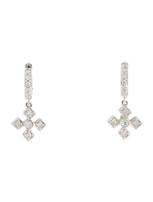 Chad Allison 18K Diamond Cross Dangle Huggie Earrings