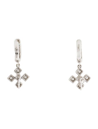 Chad Allison 18K Diamond Cross Dangle Huggie Earrings