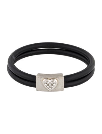 Cédé Platinum Diamond Heart Double Rubber Bracelet