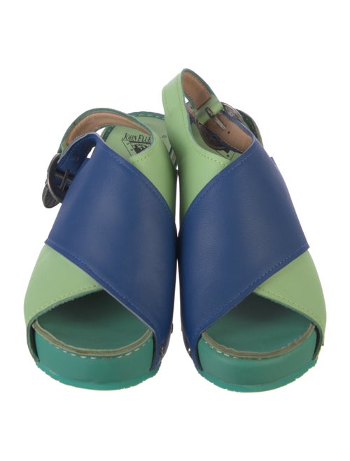 John Fluevog Leather Colorblock Pattern Slingback Sandals