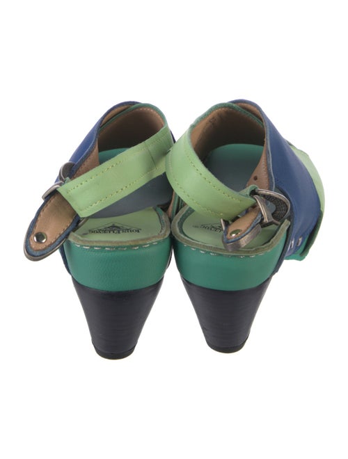 John Fluevog Leather Colorblock Pattern Slingback Sandals