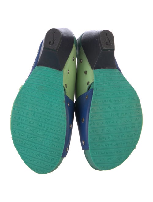 John Fluevog Leather Colorblock Pattern Slingback Sandals