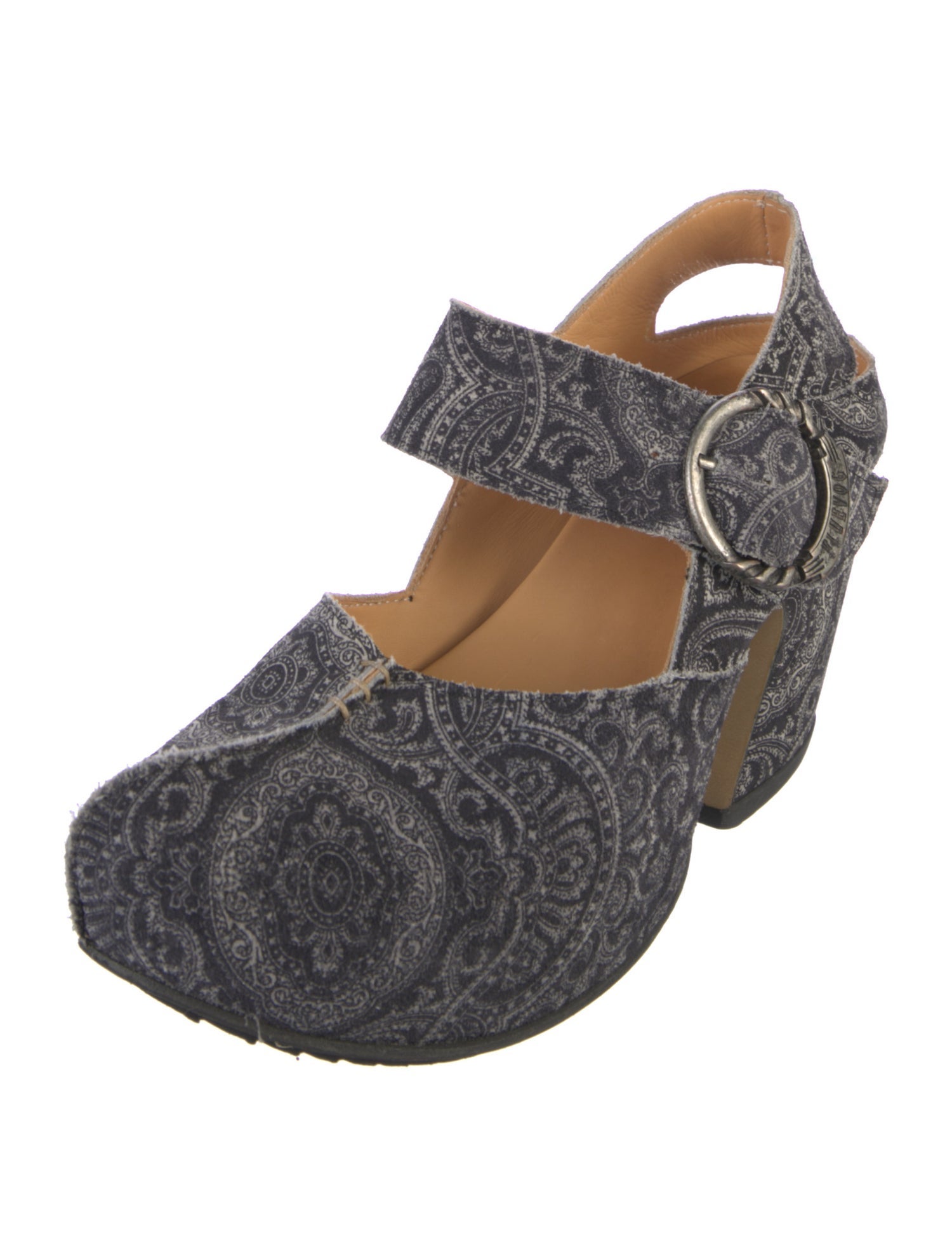 John Fluevog Paisley Print Mules