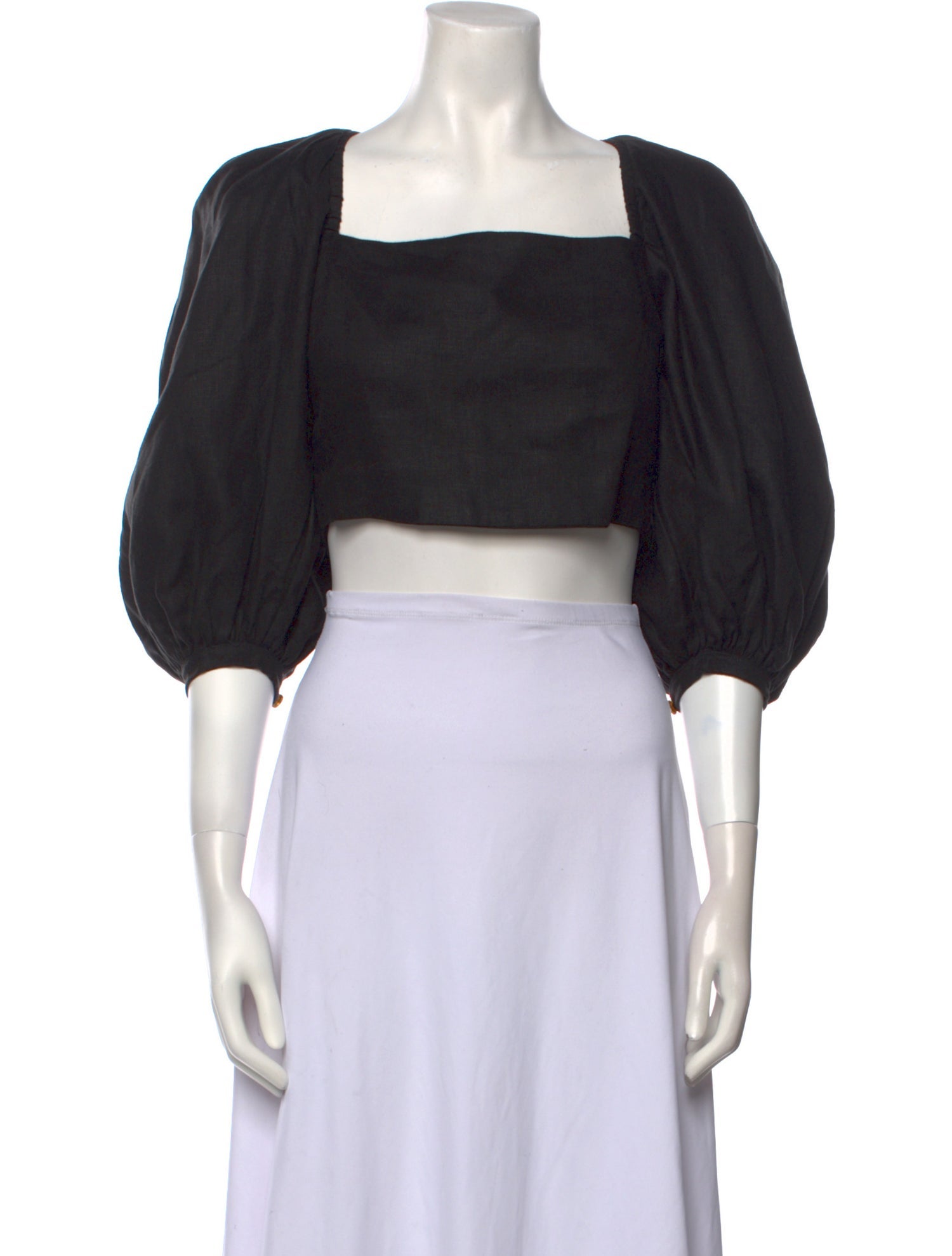 Cala de la Cruz Square Neckline Three-Quarter Sleeve Crop Top