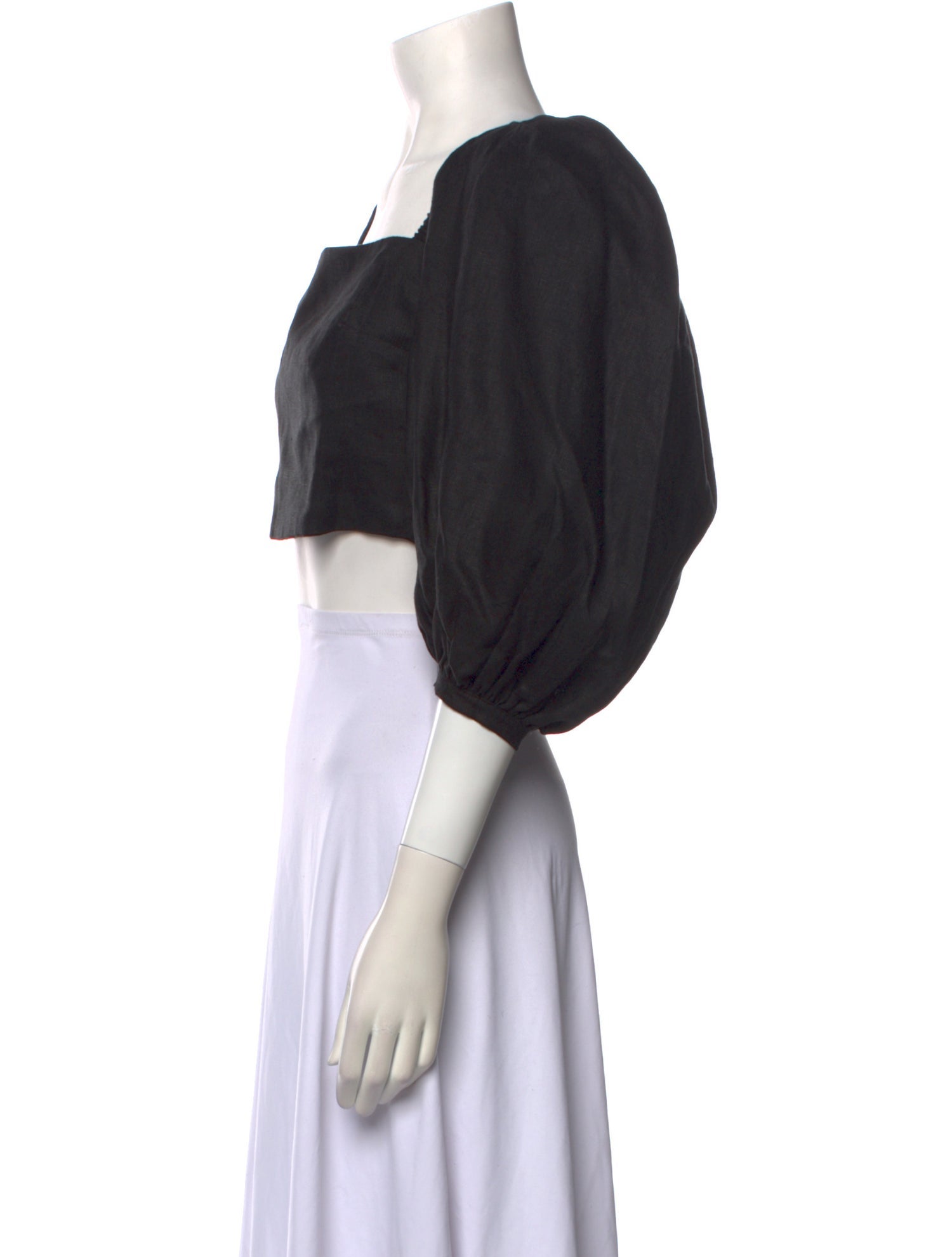 Cala de la Cruz Square Neckline Three-Quarter Sleeve Crop Top