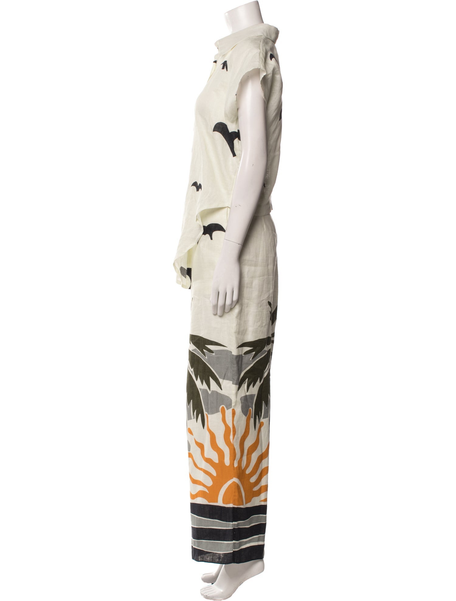 Cala de la Cruz Linen Printed Pant Set
