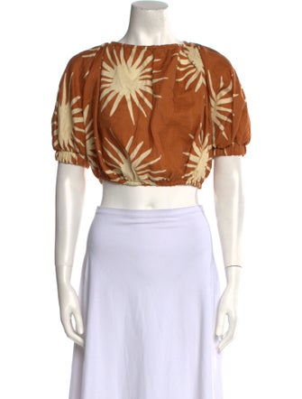 Cala de la Cruz Linen Printed Crop Top