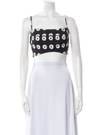 Cala de la Cruz Printed Square Neckline Crop Top