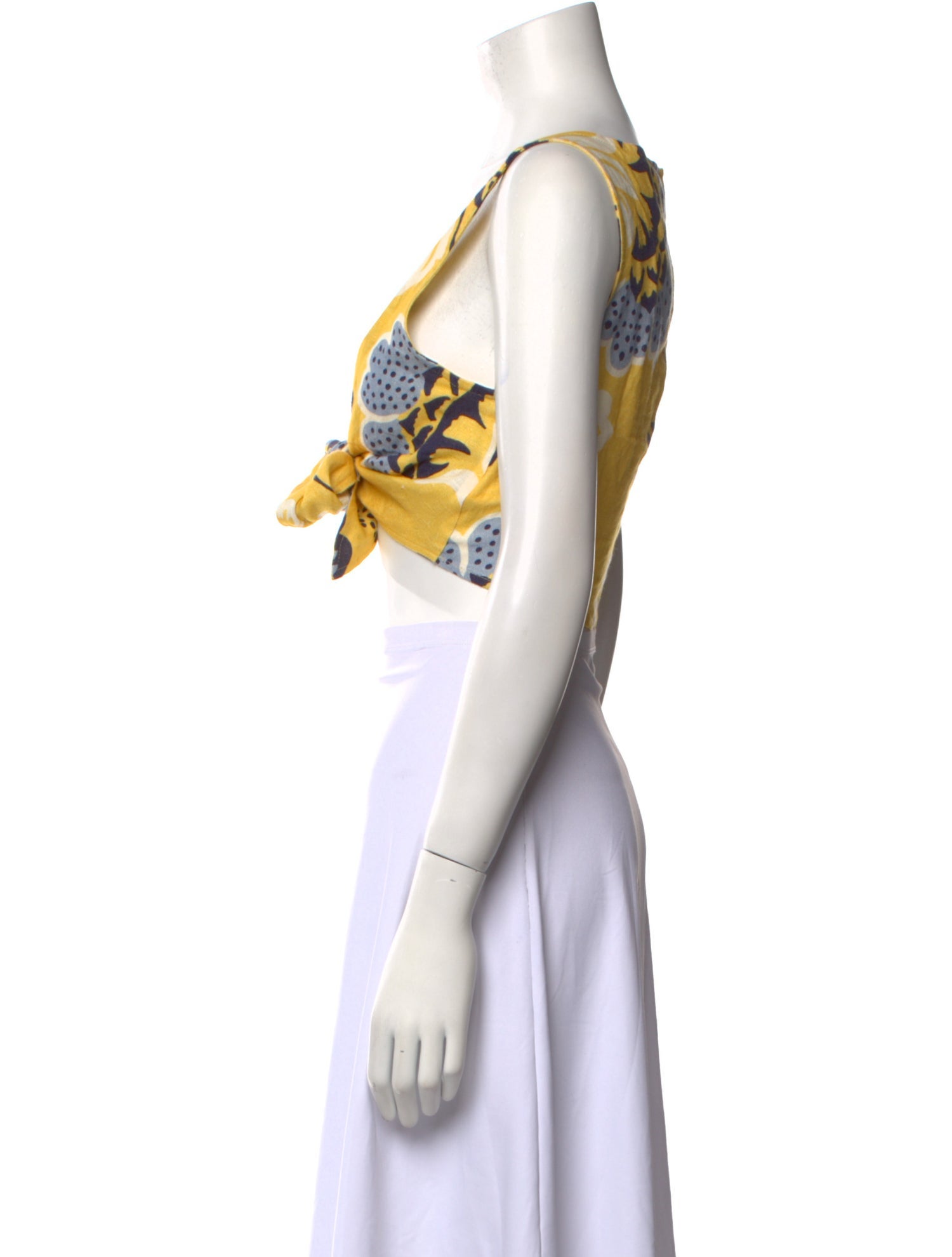 Cala de la Cruz Linen Printed Crop Top