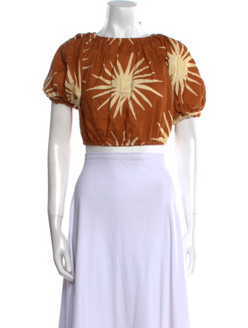 Cala de la Cruz Linen Printed Crop Top