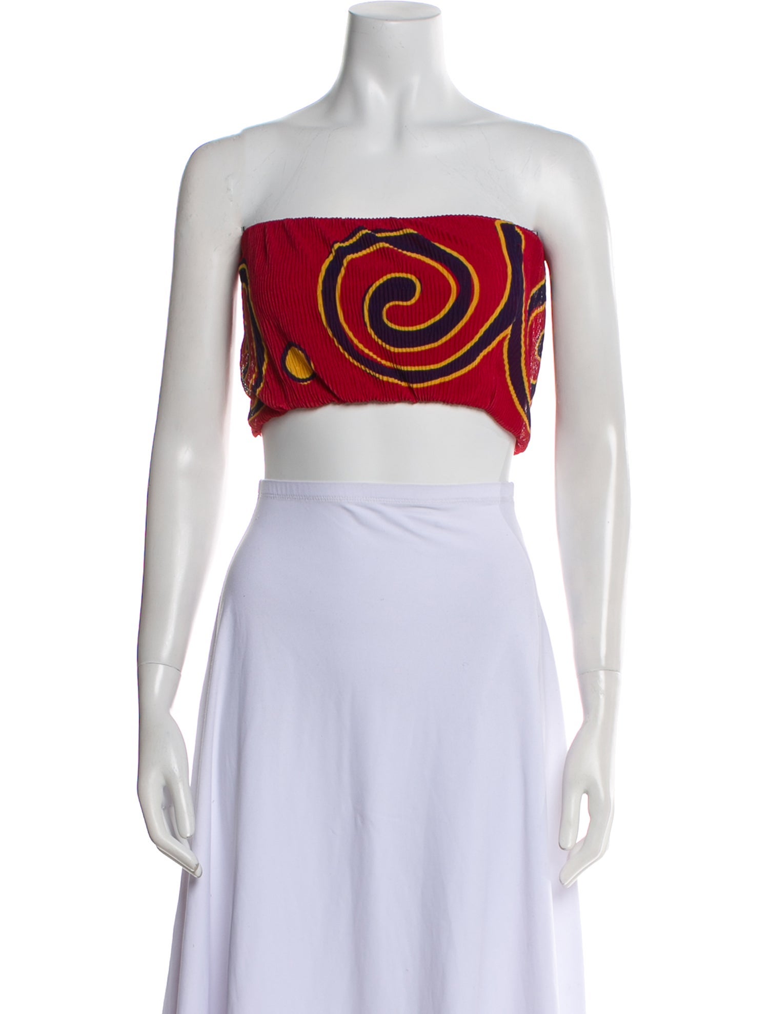 Cala de la Cruz Printed Strapless Crop Top