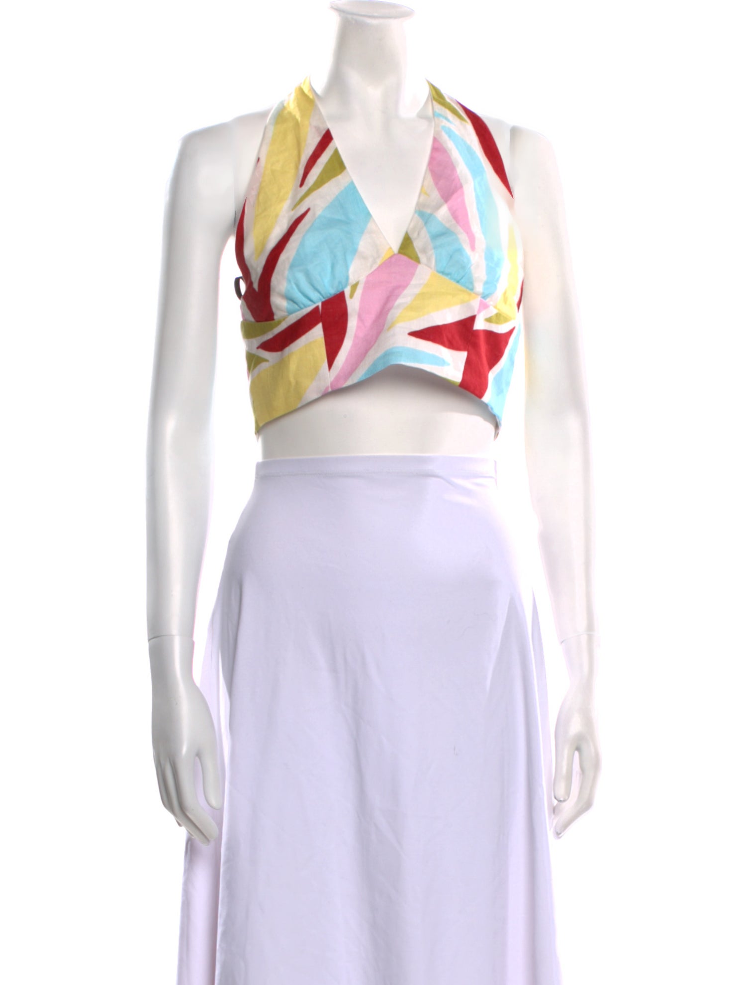 Cala de la Cruz Printed V-Neck Crop Top