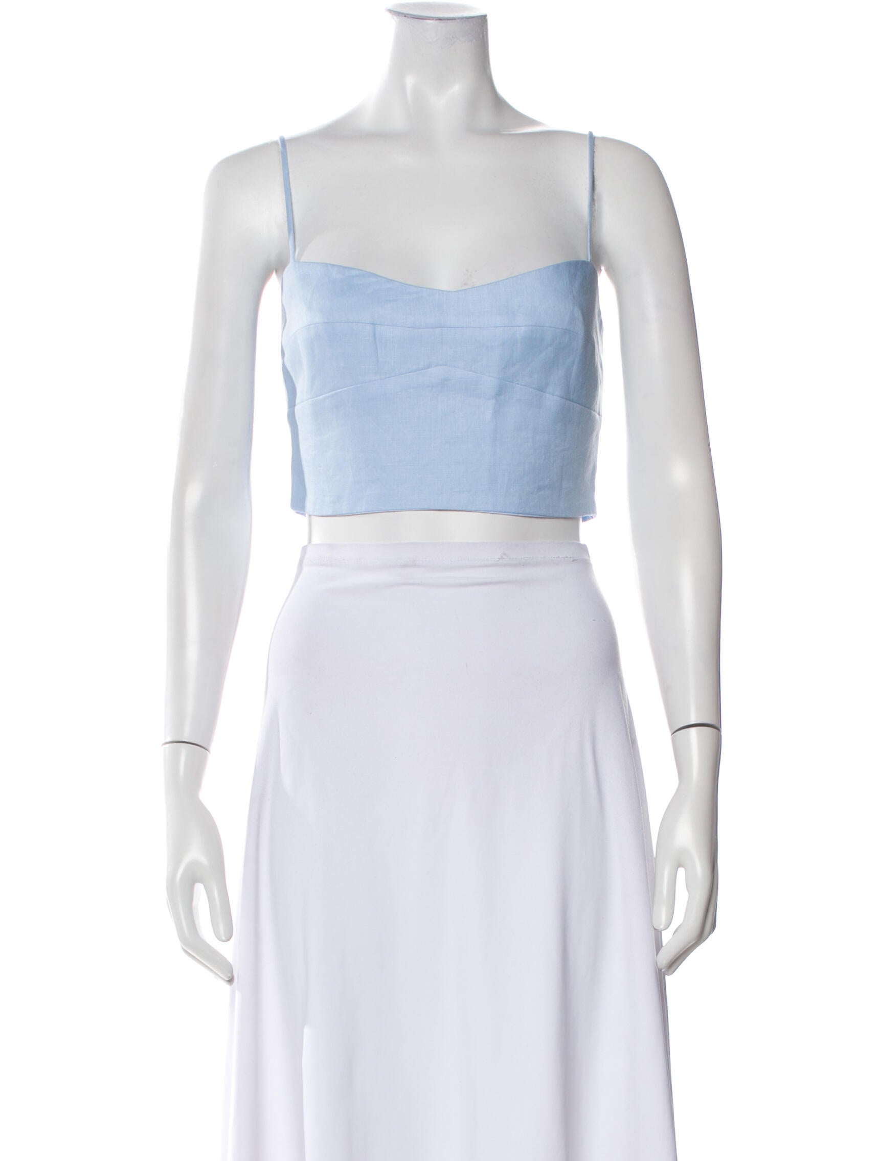 Cala de la Cruz Linen Square Neckline Crop Top