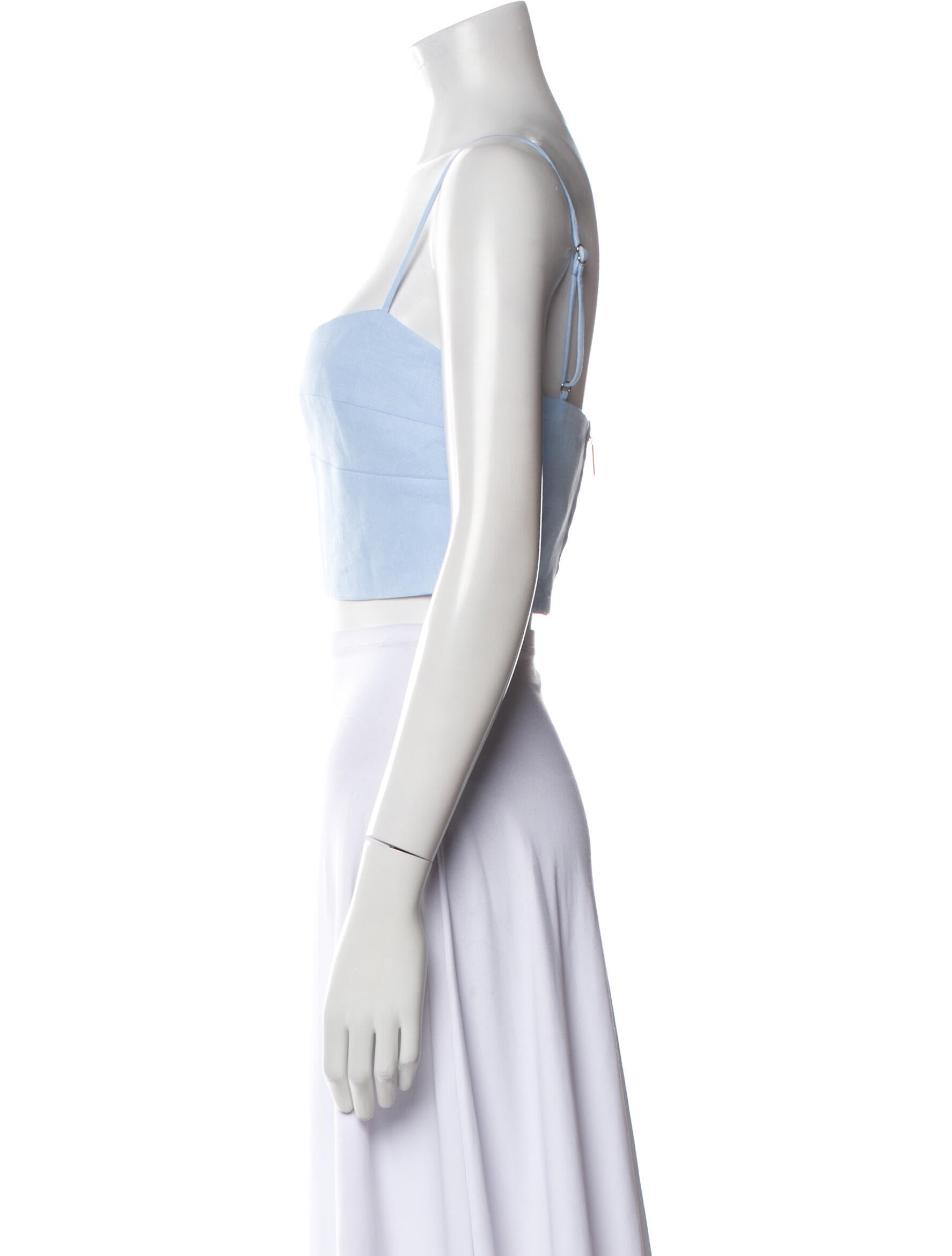 Cala de la Cruz Linen Square Neckline Crop Top