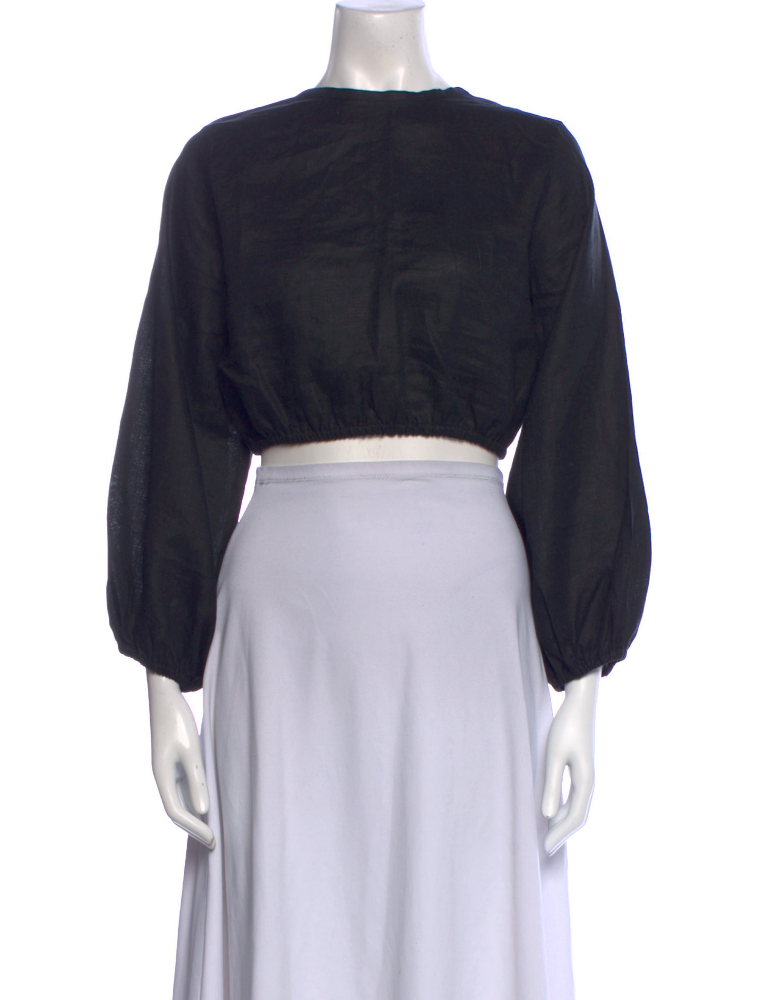 Cala de la Cruz Linen Scoop Neck Crop Top