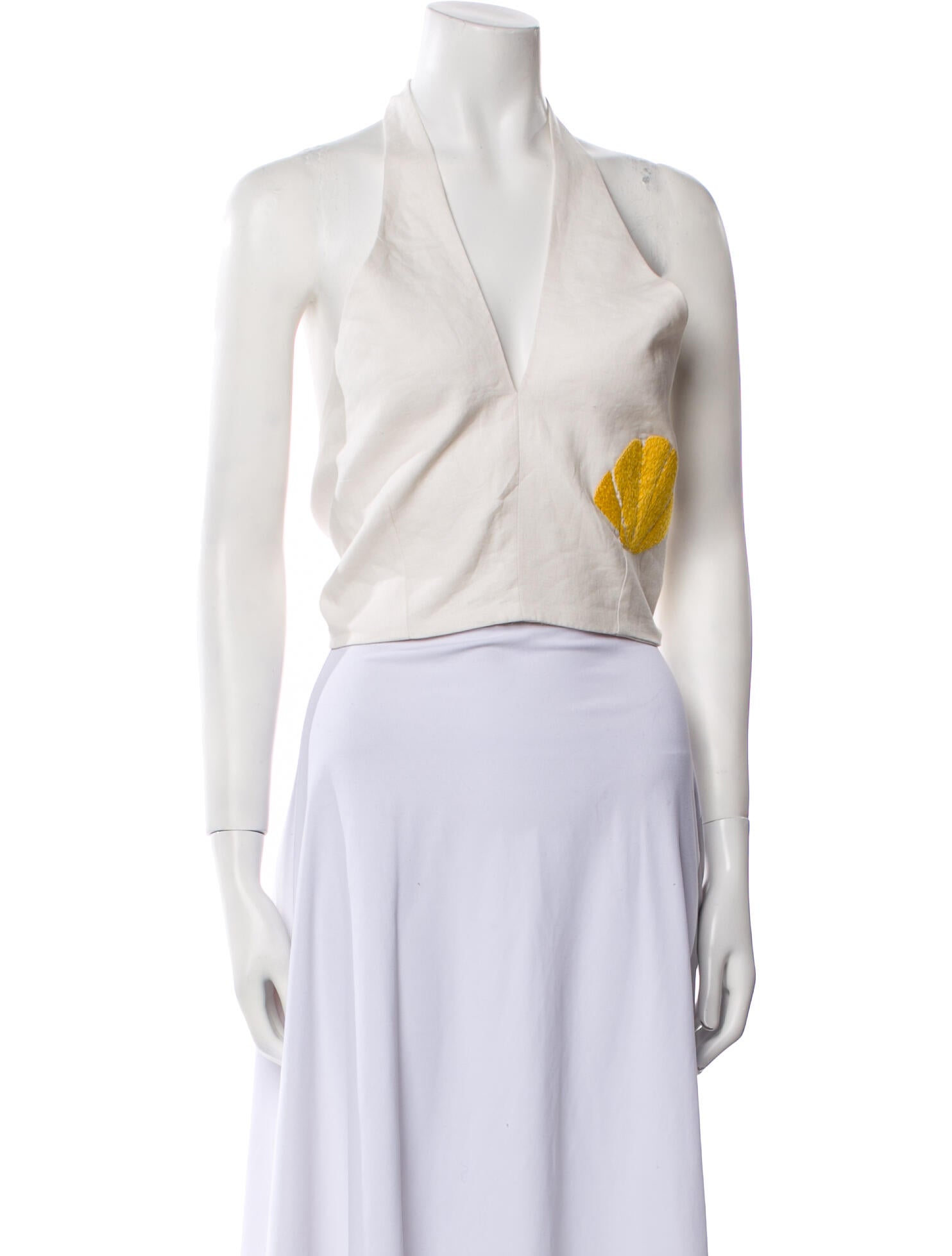 Cala de la Cruz Linen V-Neck Crop Top