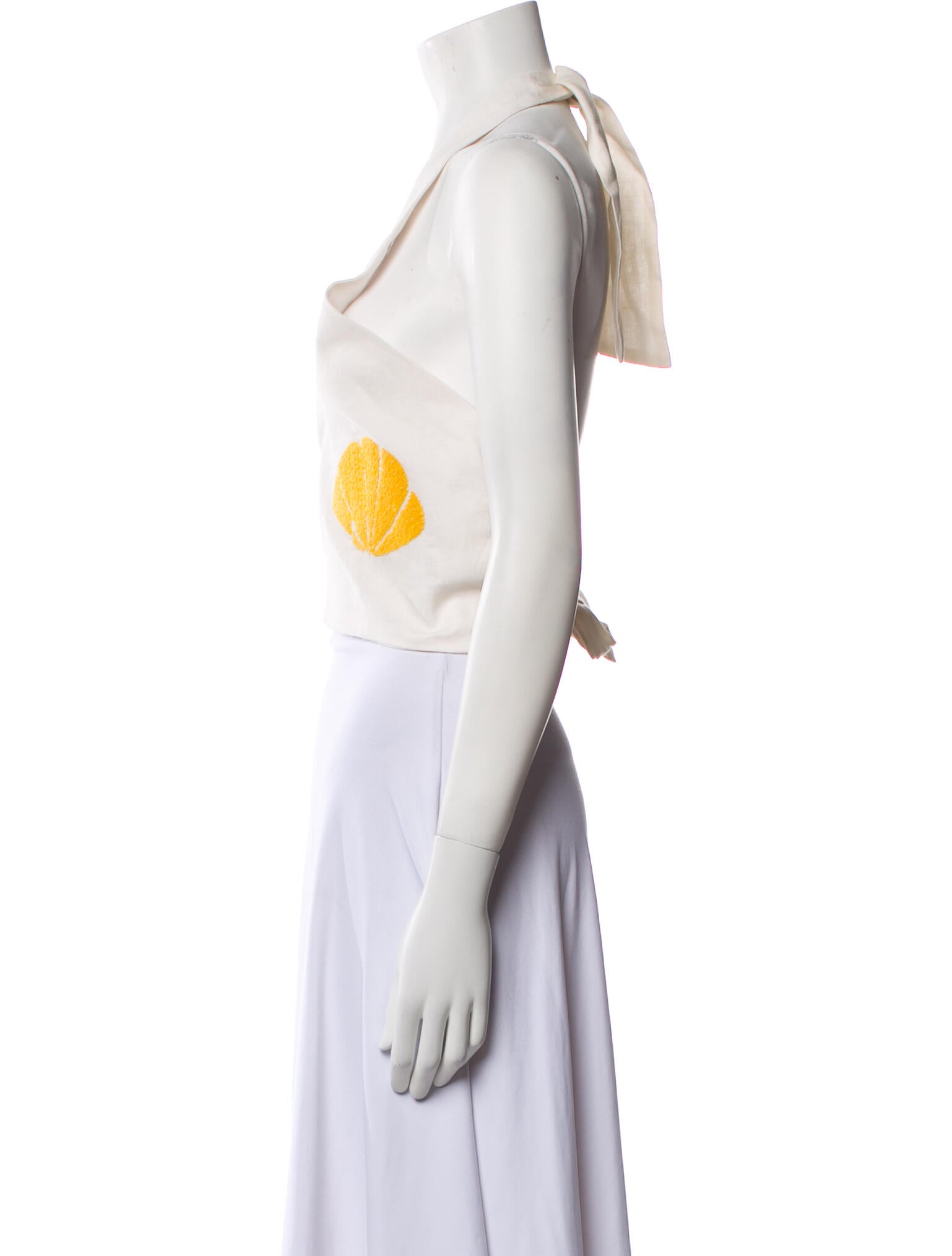 Cala de la Cruz Linen V-Neck Crop Top