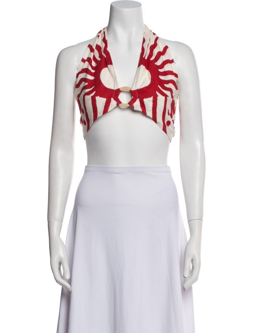 Cala de la Cruz Striped V-Neck Crop Top