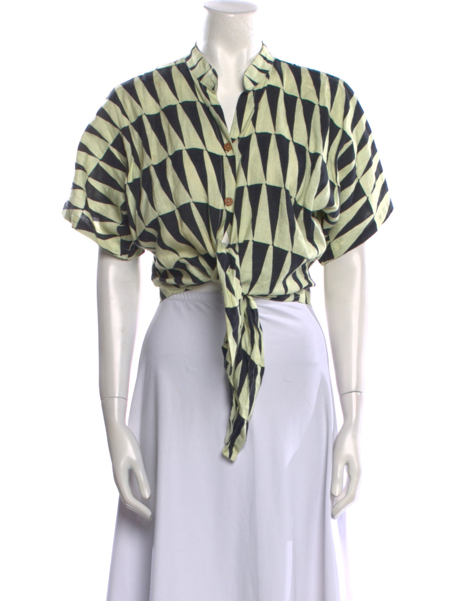 Cala de la Cruz Linen Printed Crop Top