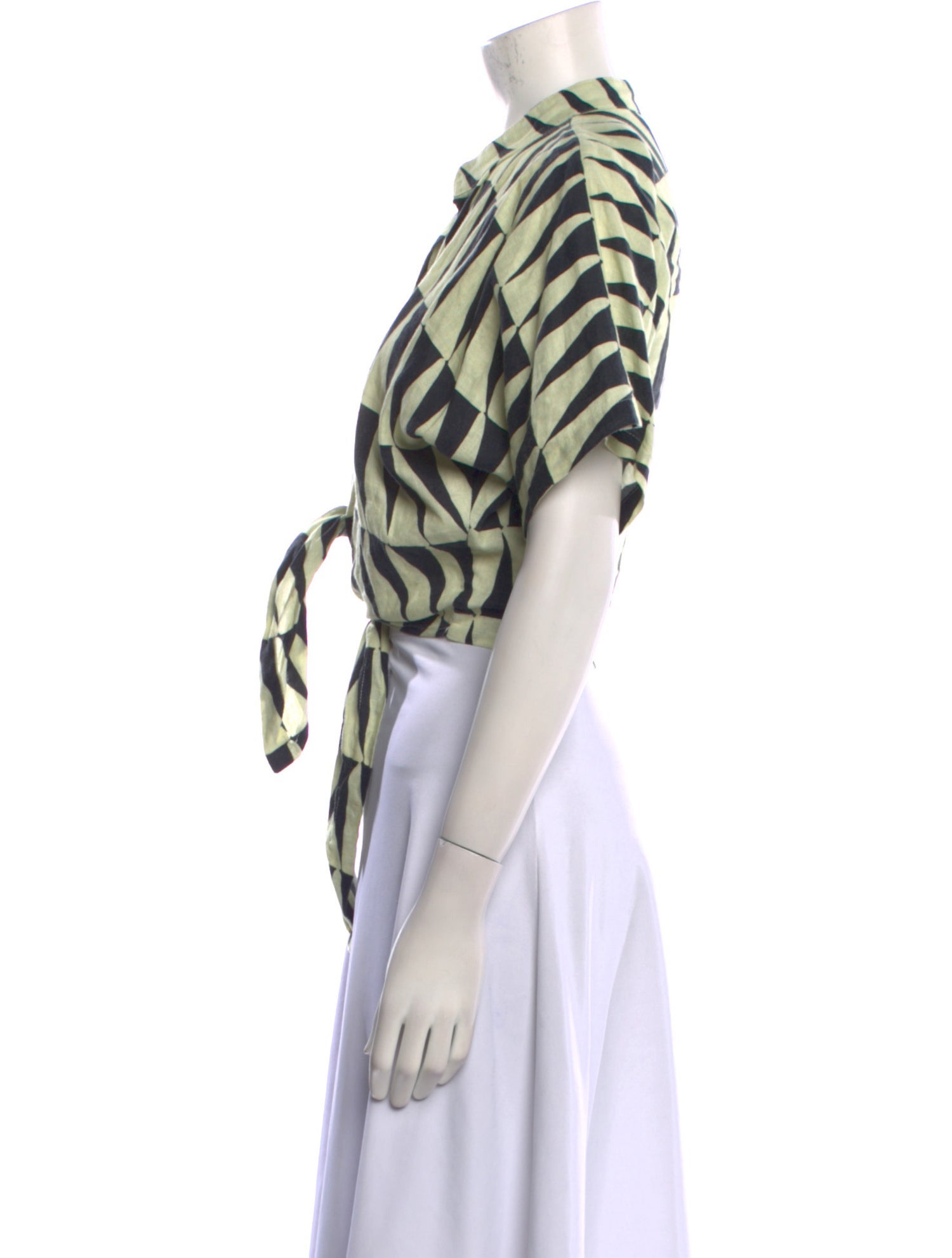 Cala de la Cruz Linen Printed Crop Top