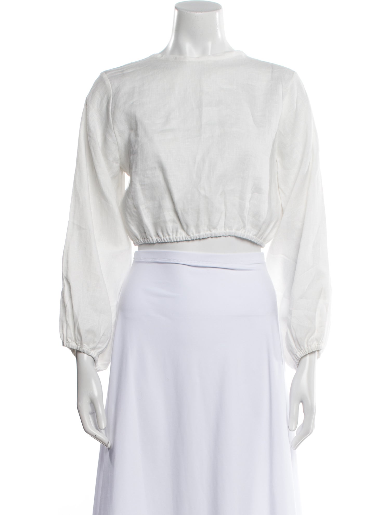 Cala de la Cruz Linen Bateau Neckline Crop Top