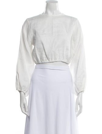 Cala de la Cruz Linen Bateau Neckline Crop Top