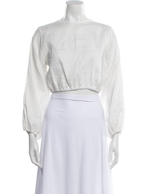 Cala de la Cruz Linen Bateau Neckline Crop Top