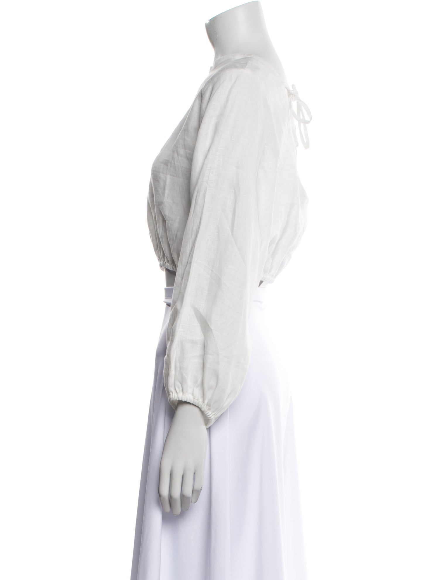 Cala de la Cruz Linen Bateau Neckline Crop Top