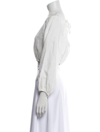 Cala de la Cruz Linen Bateau Neckline Crop Top