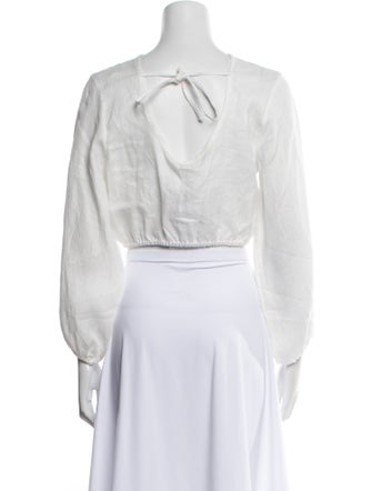 Cala de la Cruz Linen Bateau Neckline Crop Top