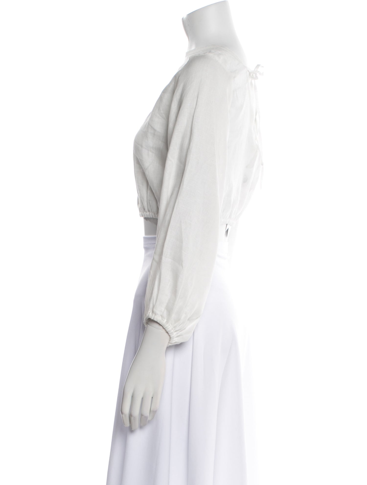 Cala de la Cruz Linen Bateau Neckline Crop Top