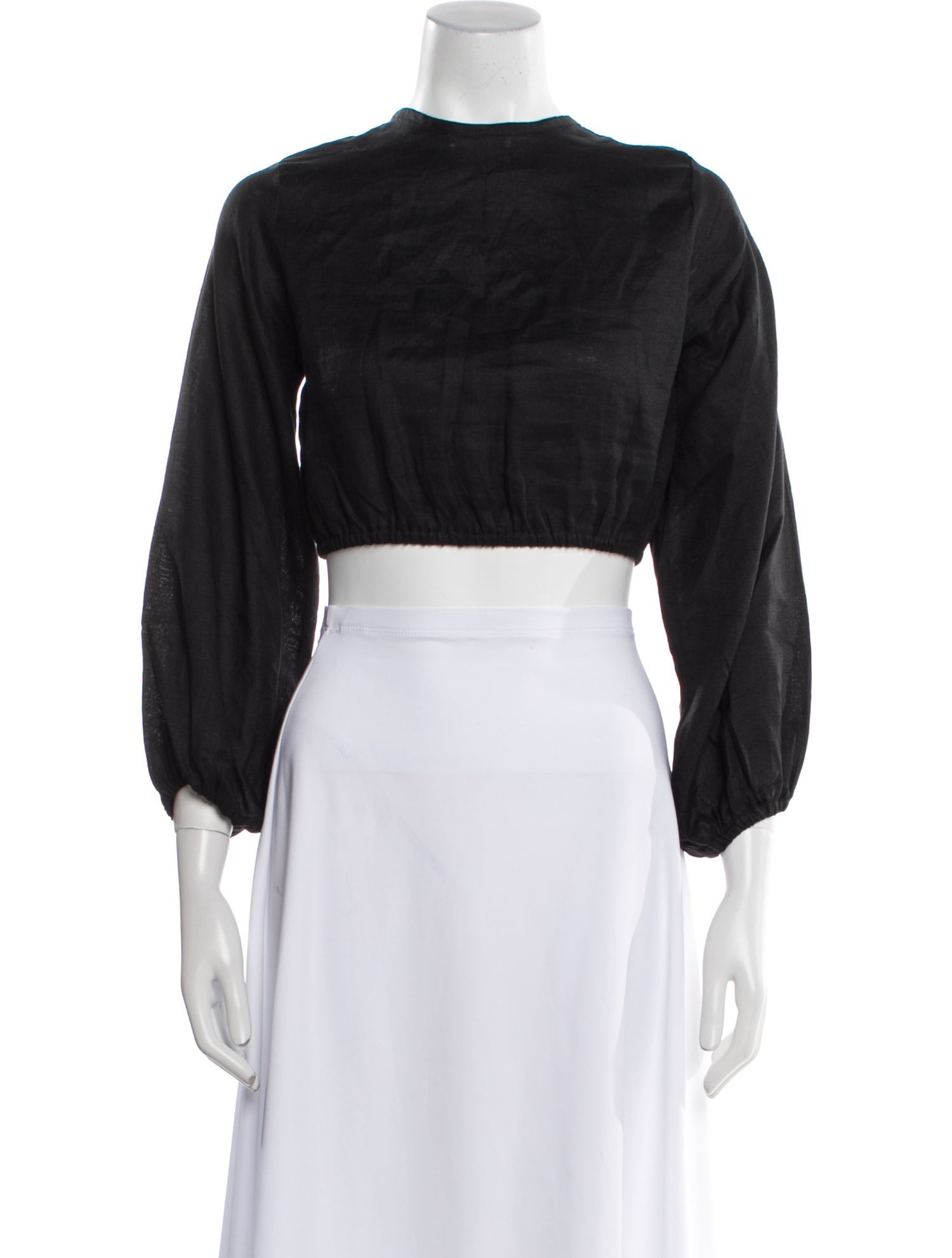 Cala de la Cruz Linen Mock Neck Crop Top