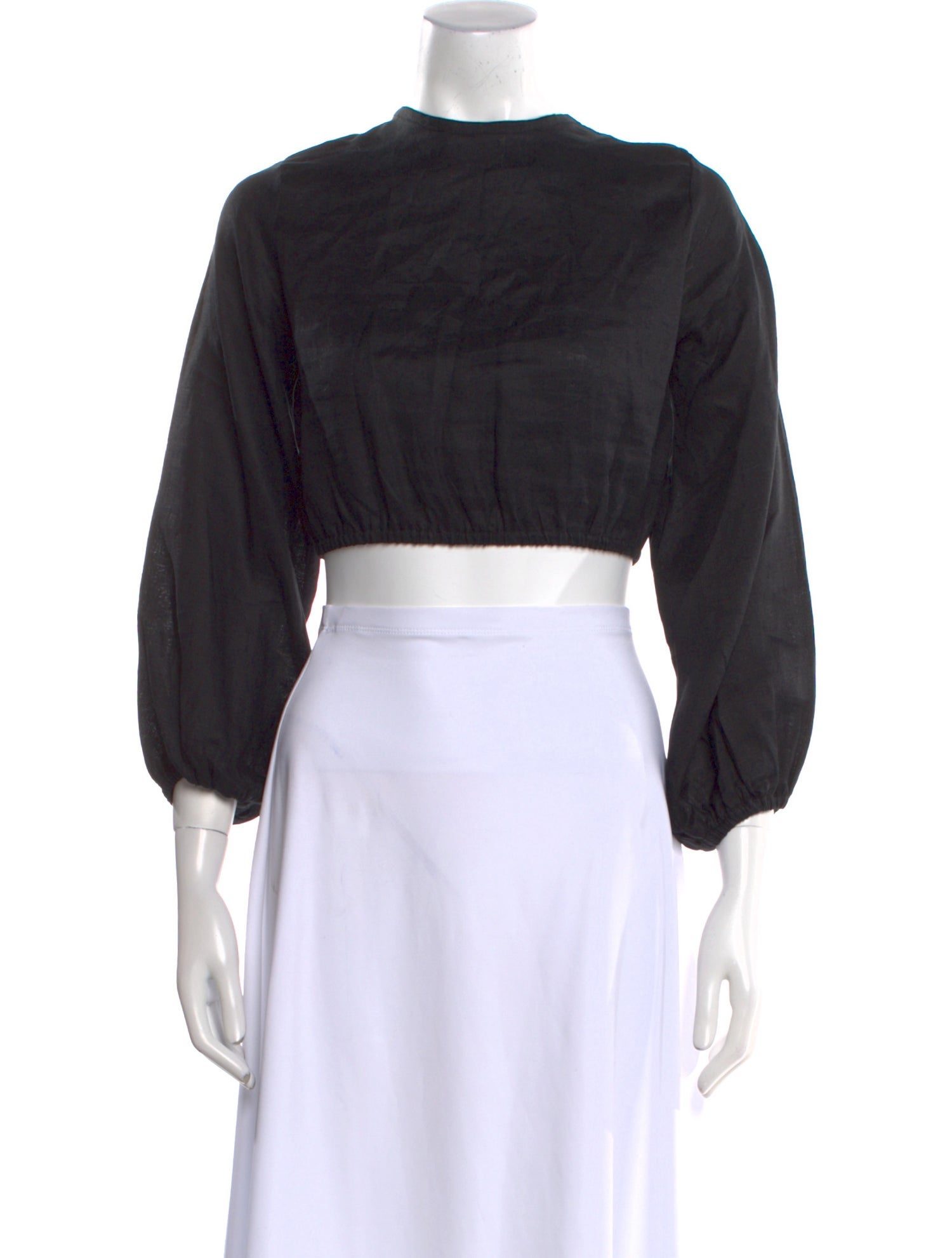 Cala de la Cruz Linen Bateau Neckline Crop Top