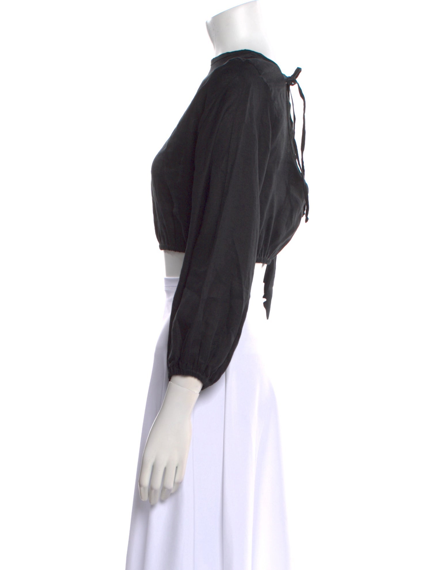 Cala de la Cruz Linen Bateau Neckline Crop Top