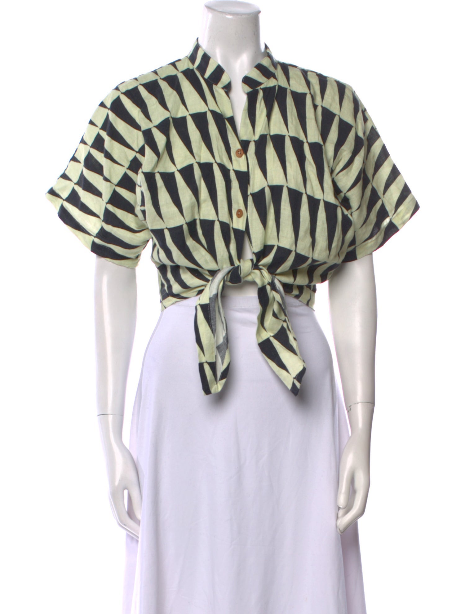 Cala de la Cruz Linen Printed Crop Top