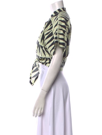 Cala de la Cruz Linen Printed Crop Top