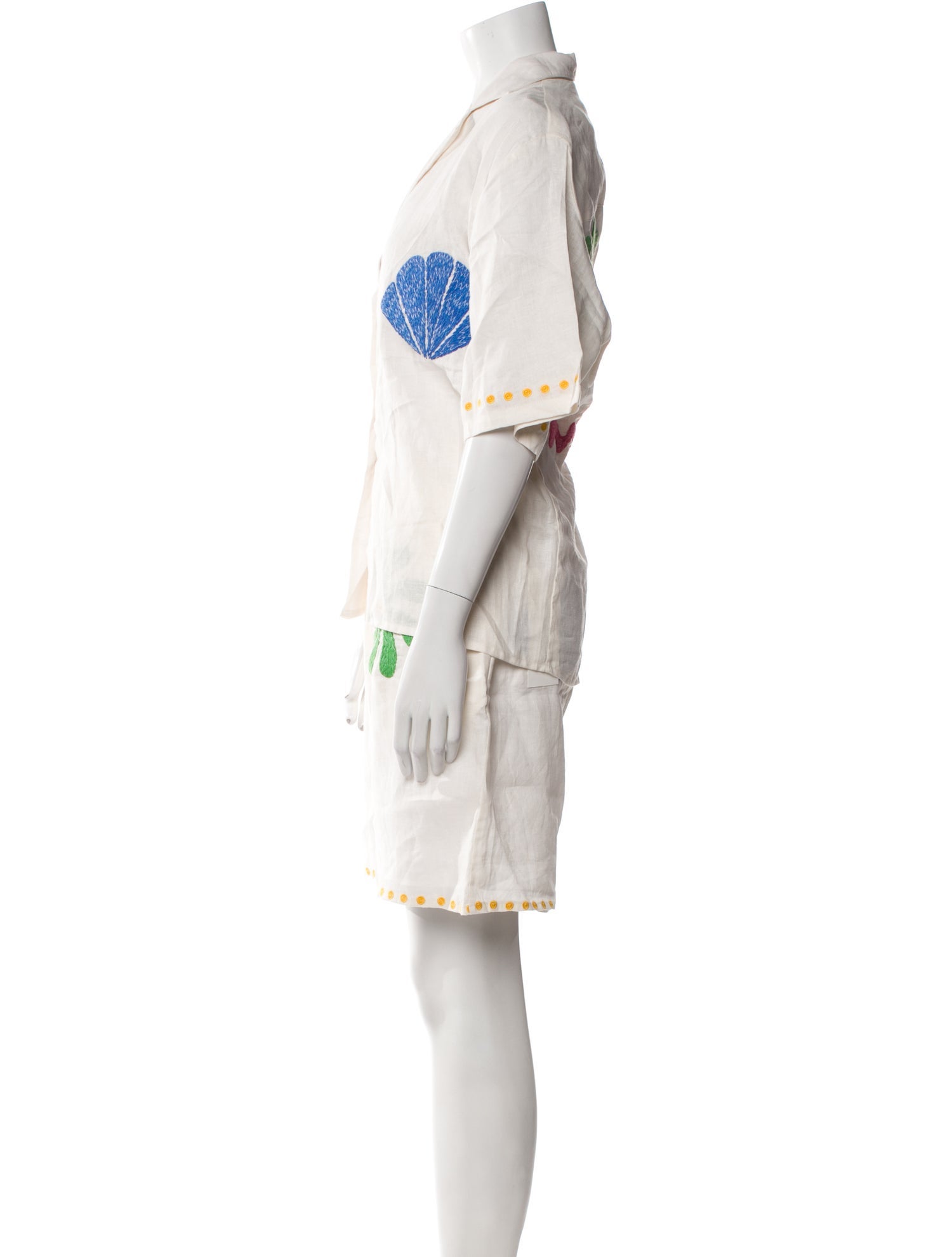 Cala de la Cruz Linen Graphic Print Short Set w/ Tags