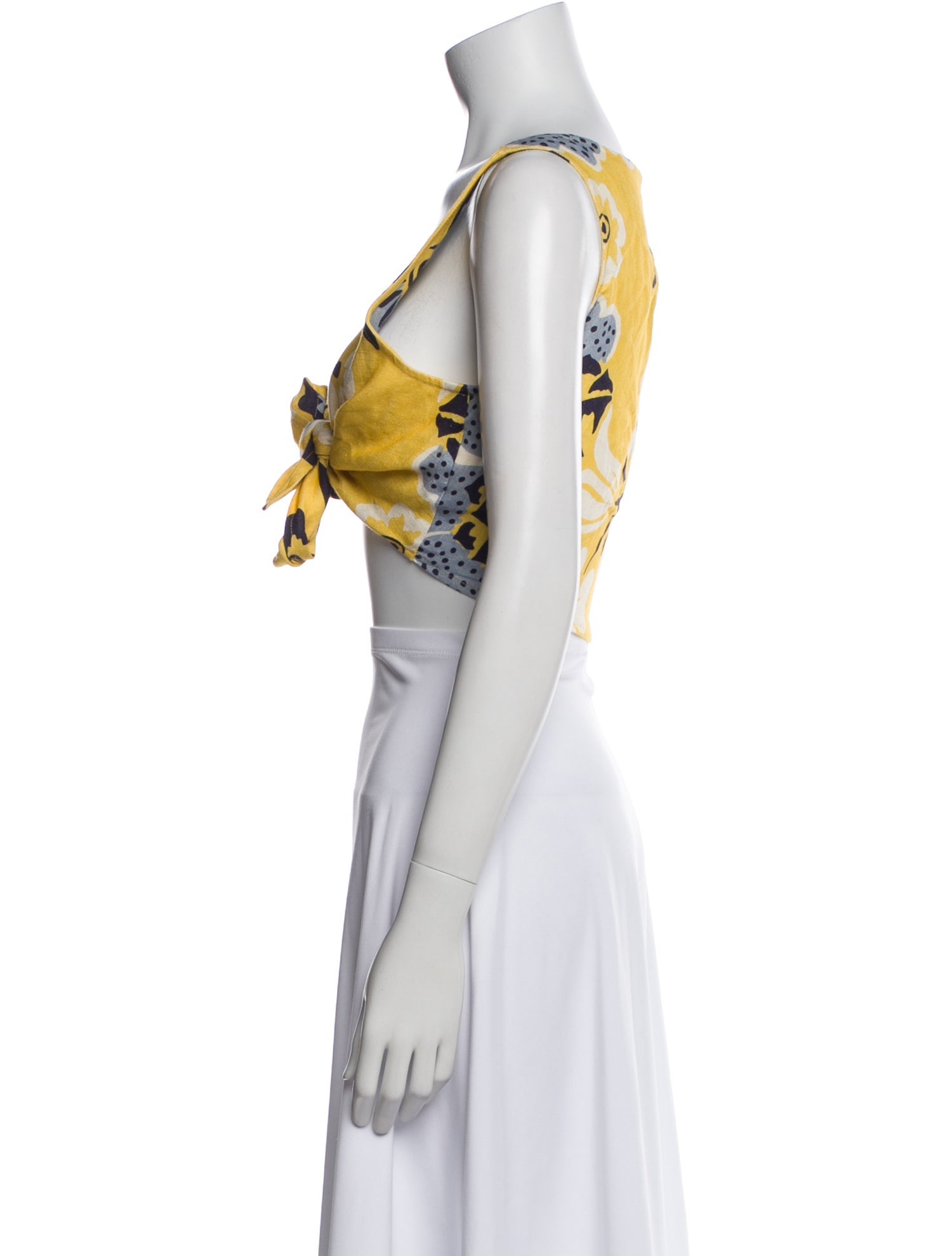 Cala de la Cruz Linen Printed Crop Top