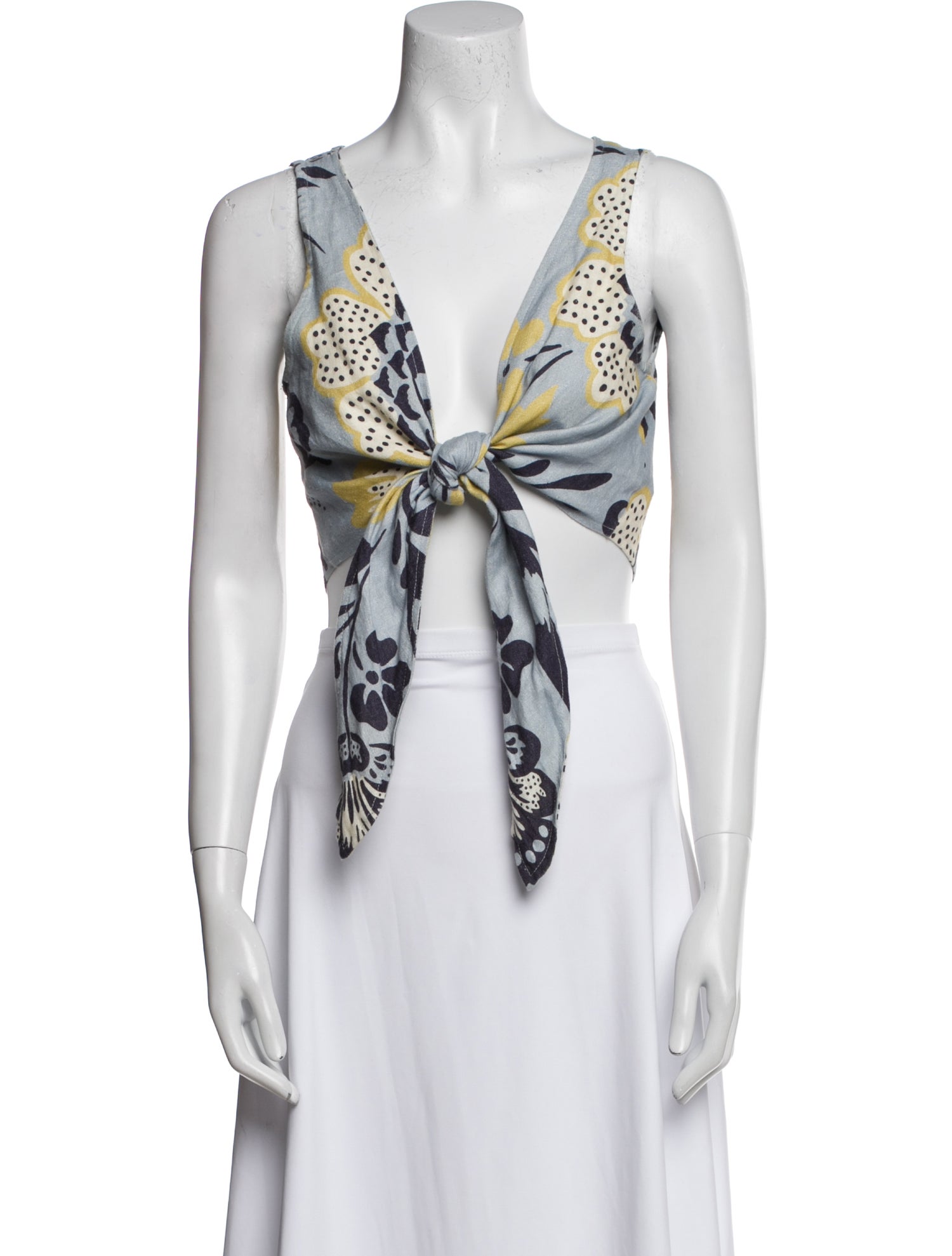 Cala de la Cruz Linen Printed Crop Top