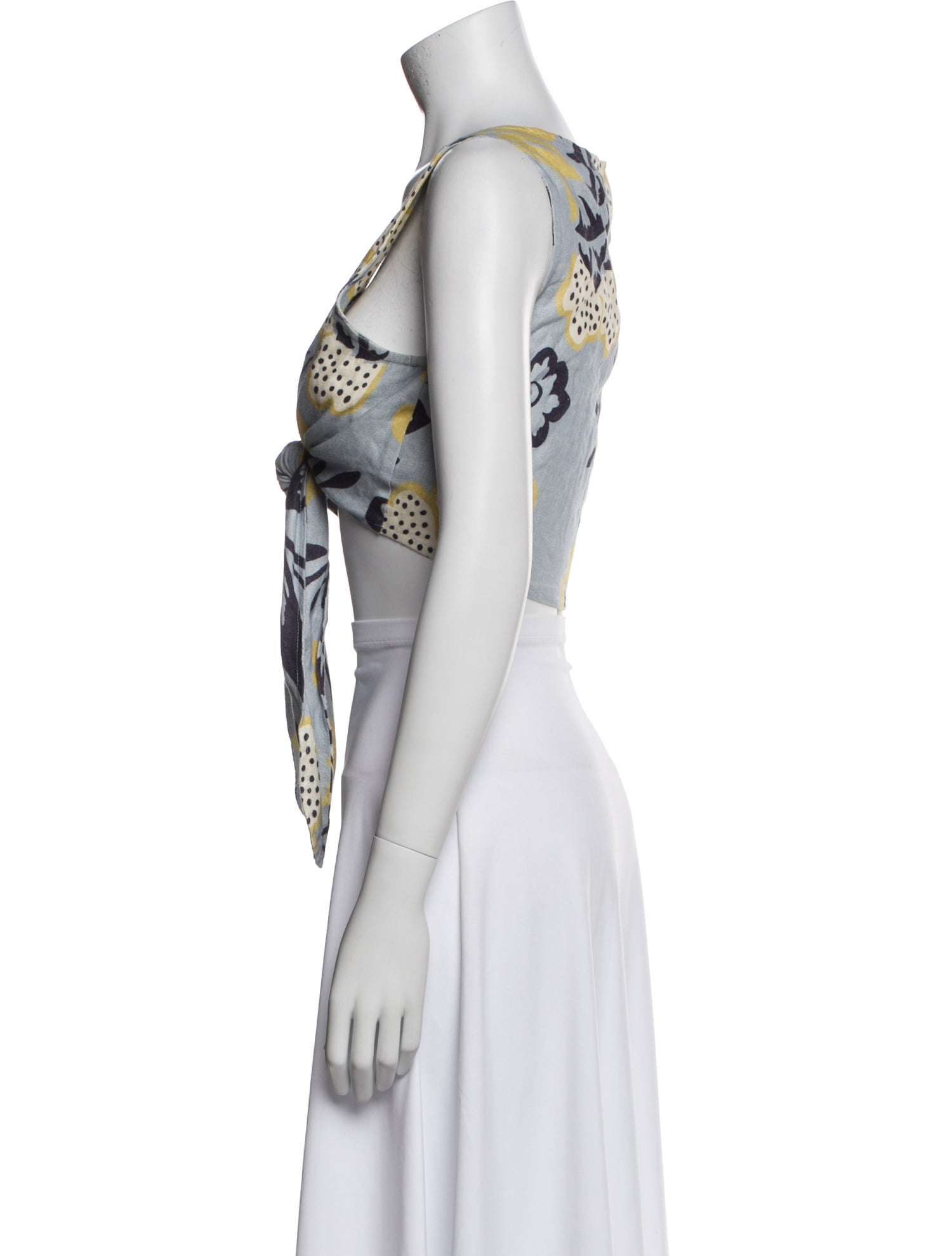 Cala de la Cruz Linen Printed Crop Top