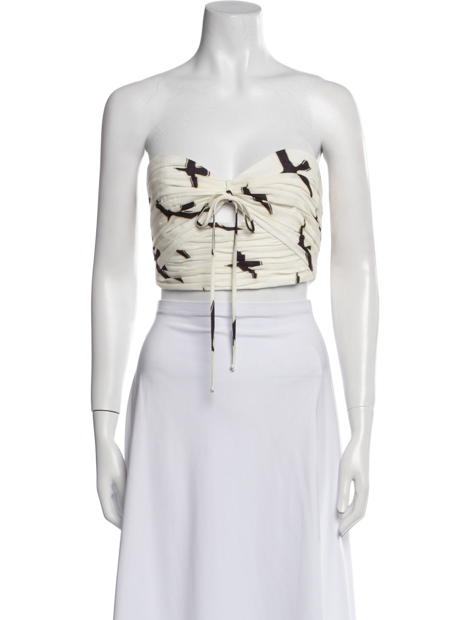 Cala de la Cruz Printed Strapless Crop Top