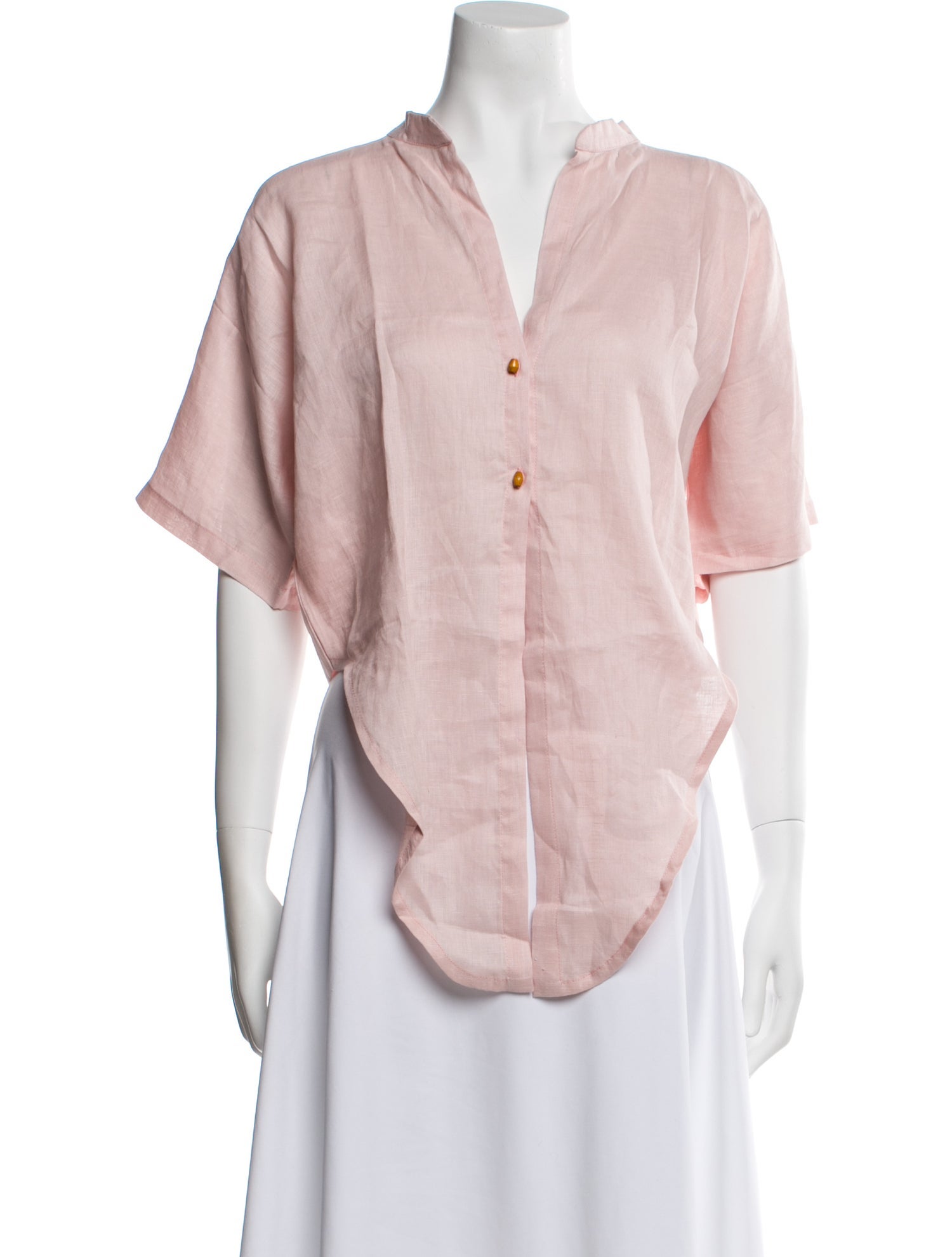 Cala de la Cruz V-Neck Short Sleeve Button-Up Top